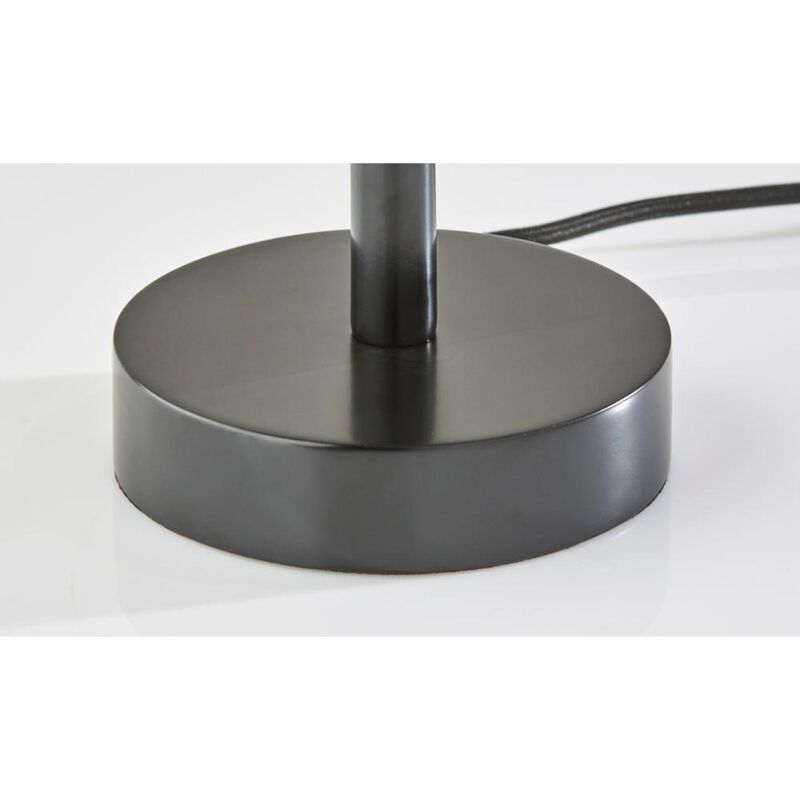 Hivvago 28" Black Solid Wood Round Table Lamp With Gray Drum Shade