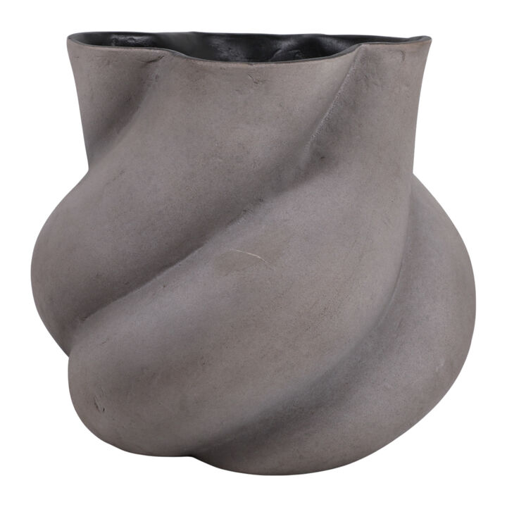 10x10" Distressed Twisted Ecomix Vase, Gray