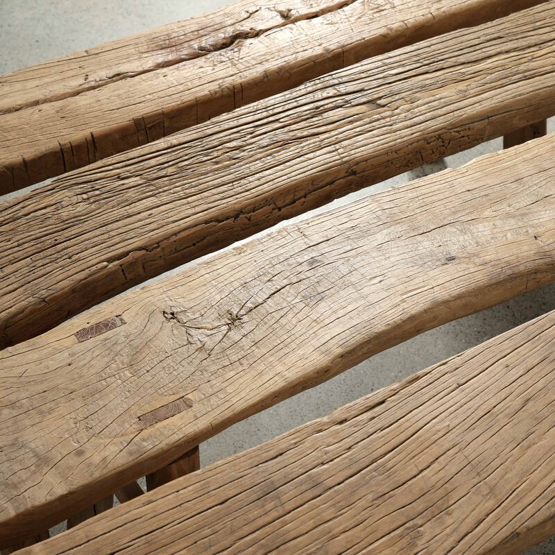Vintage Reclaimed Wood Accent Bench in Natural image number 3