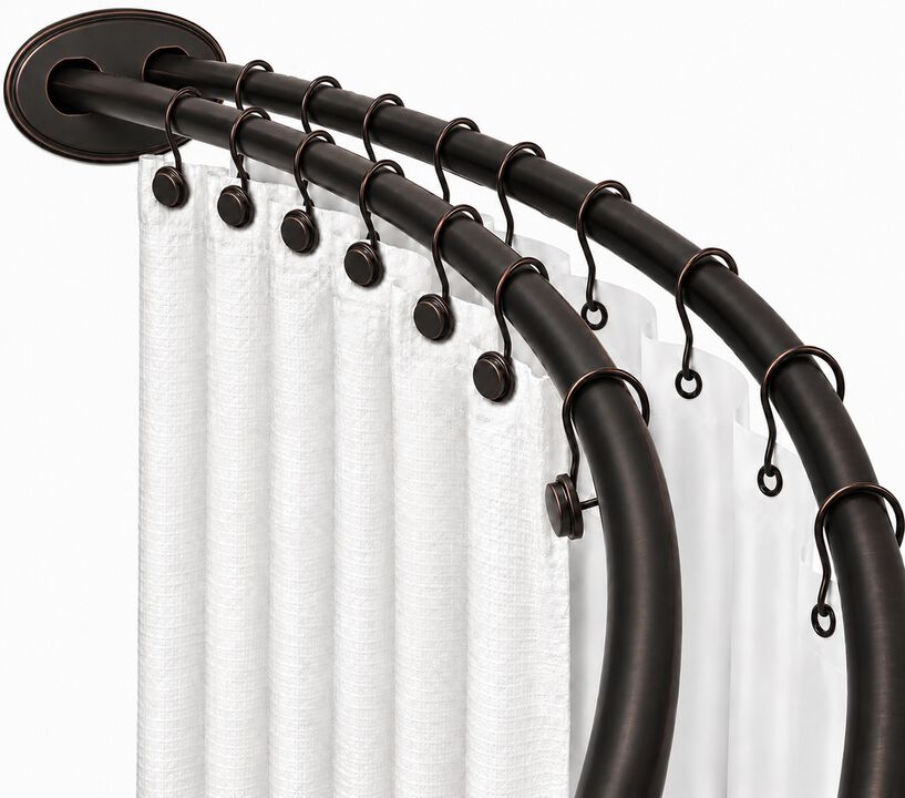 Utopia Alley Signature Aluminum Series Double Curved Shower Curtain Rod, Adjustable 45-72 Inch, Rustproof Aluminum, Dual Rod Design, Separates Curtain & Liner, Adds 8 Inches More Space