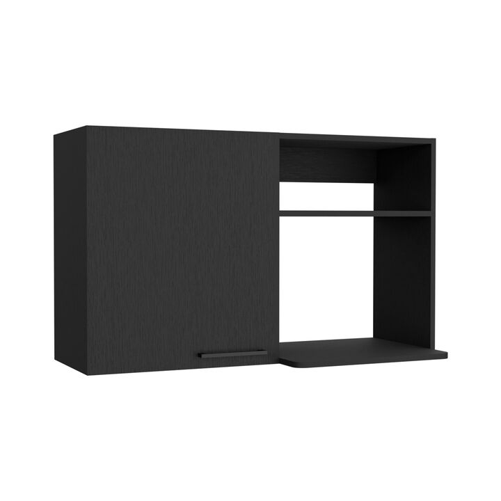 Napoles 2 Wall Cabinet, Open Storage Shelves, Single Door -Black
