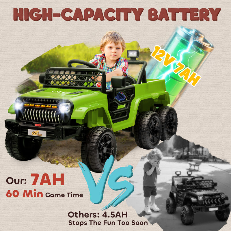 BreeBe 12V 4x4 Kids Electric Car w/ 2WD/4WD Switchable, Remote Control, Spring Suspension System, Back Trailer image number 6