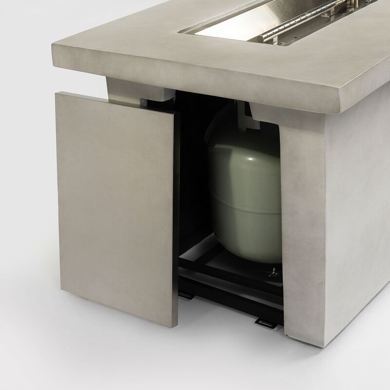 60" Propane Gas Fire Pit Table, 60000 BTU Rectangular Concrete Fire Pit for Outside Backyard Deck Garden Courtyard image number 6