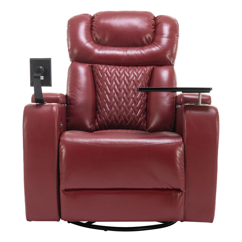 Merax 270 Degree Swivel PU Leather Power Recliner Individual Seat Home Theater Recliner with Comforable Backrest