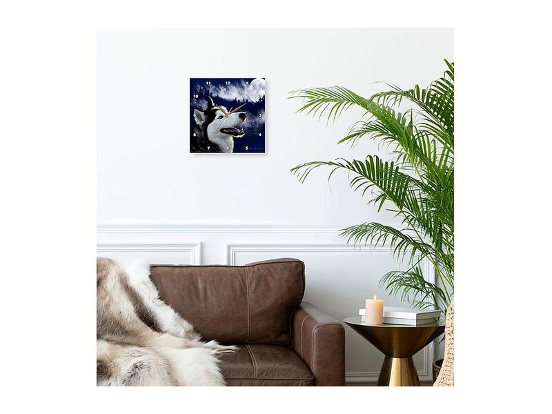 Blue Eyed Alaskan Husky Wall Clock 10 Inch Home Decor image number 2