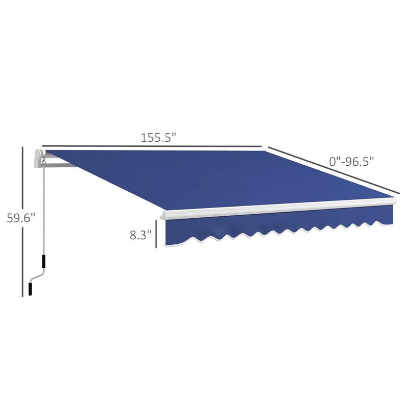Hivvago Manual Retractable Patio Awning 13' x 8' with UV Protection image number 2