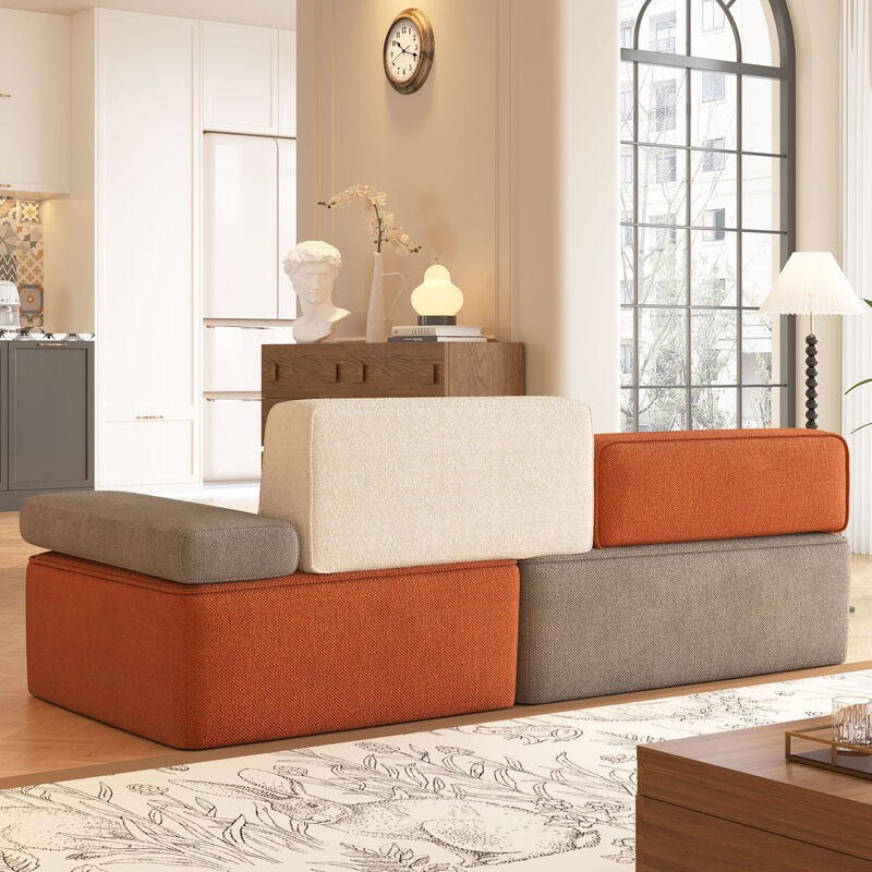 Upholstered Linen Fabric Sofa for Living Room & Bedroom Multi-color 79.9"