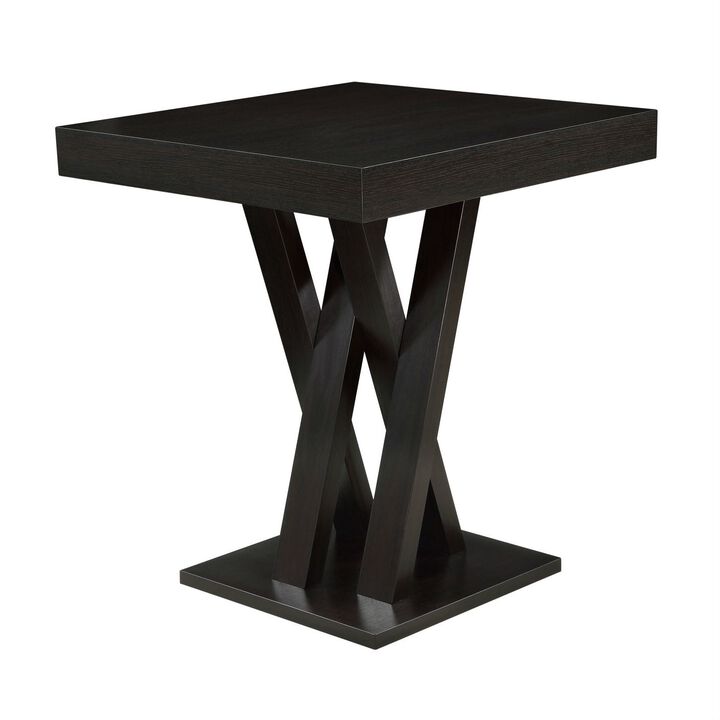 Modern 40 inch High Square Dining Table in Dark Cappuccino Finish