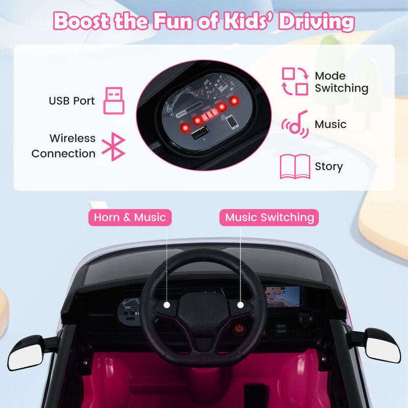Kids 12V Electric Ride On Bus with LED Lights and Music for Garden Play image number 6