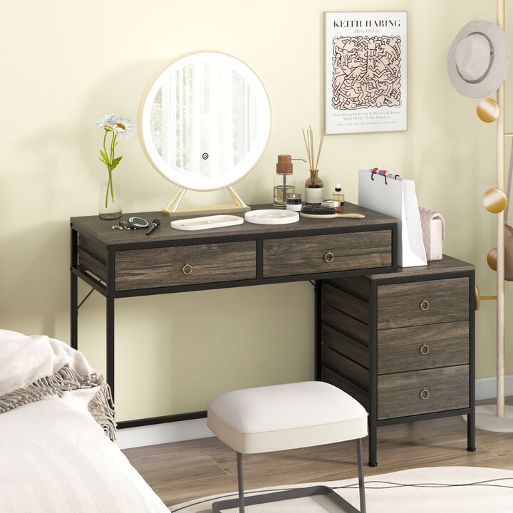Office Desk with 5 Drawers and Side File Storage Cabinet for Workspace