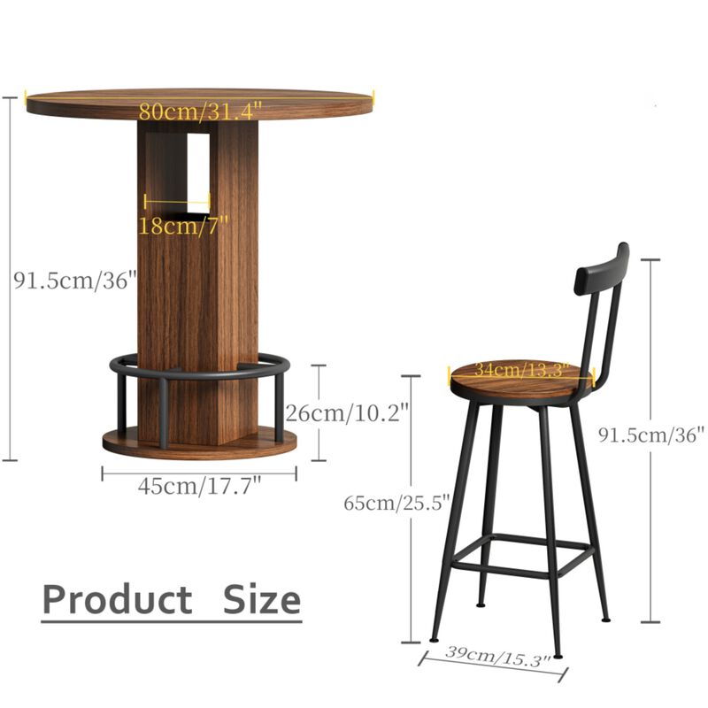 Naxvel 3‑Piece Bar Table and Stool Set image number 8