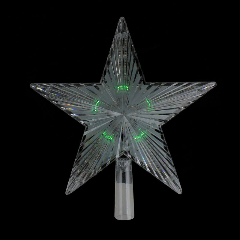 9" Pre-Lit Clear Crystal Star Christmas Tree Topper - Multicolor LED Lights image number 1