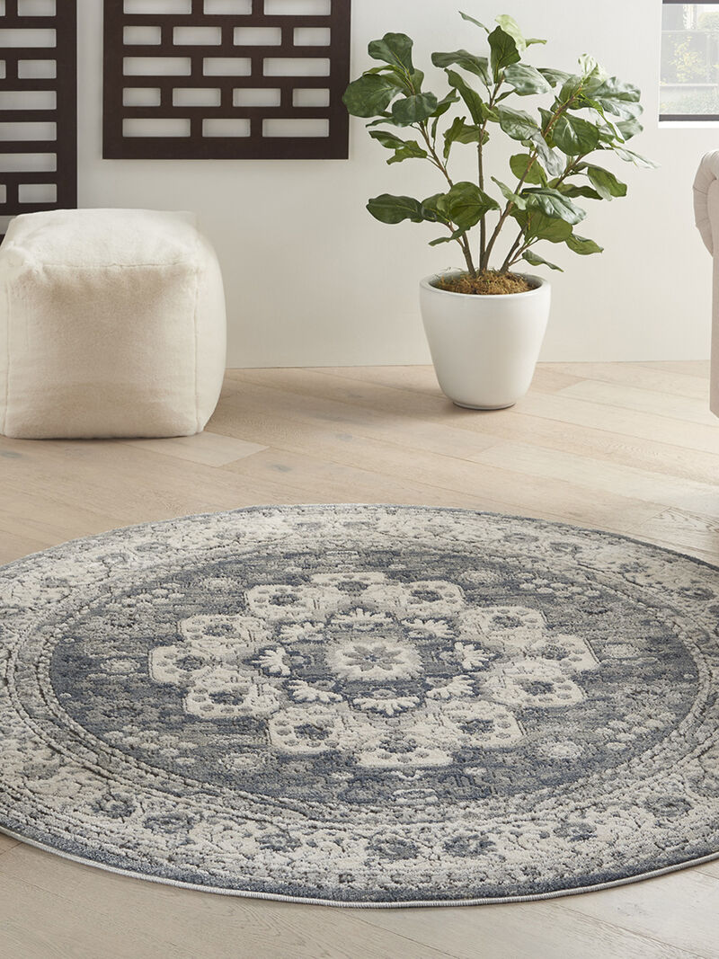 Quarry QUA07 Gray/Ivory 5'3" x Round Rug image number 6