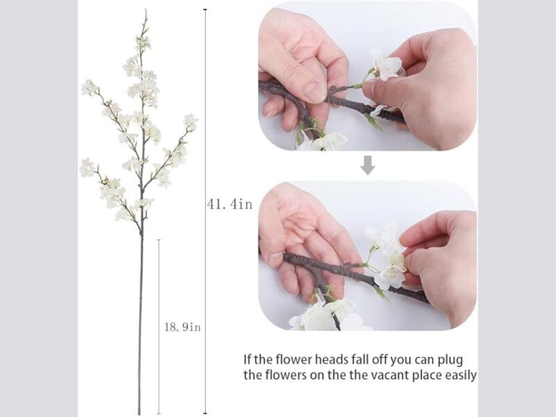 4 Piece White Artificial Greenery Stems Long Stem Wedding Centerpiece Decor image number 2