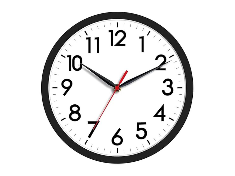 Classic Black Wall Clock 8 Inch Silent Non Ticking Modern Battery Operated