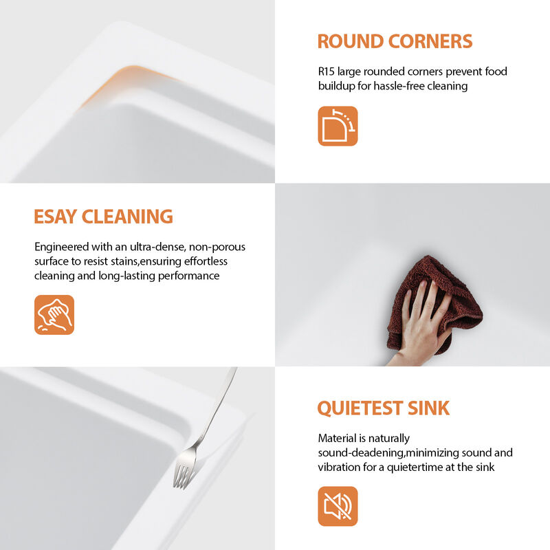 33x22x10 Inch White Granite Composite Workstation kitchen Sink Low Divide 60/40 Double Bowl Quartz Drop In Kitchen Sink