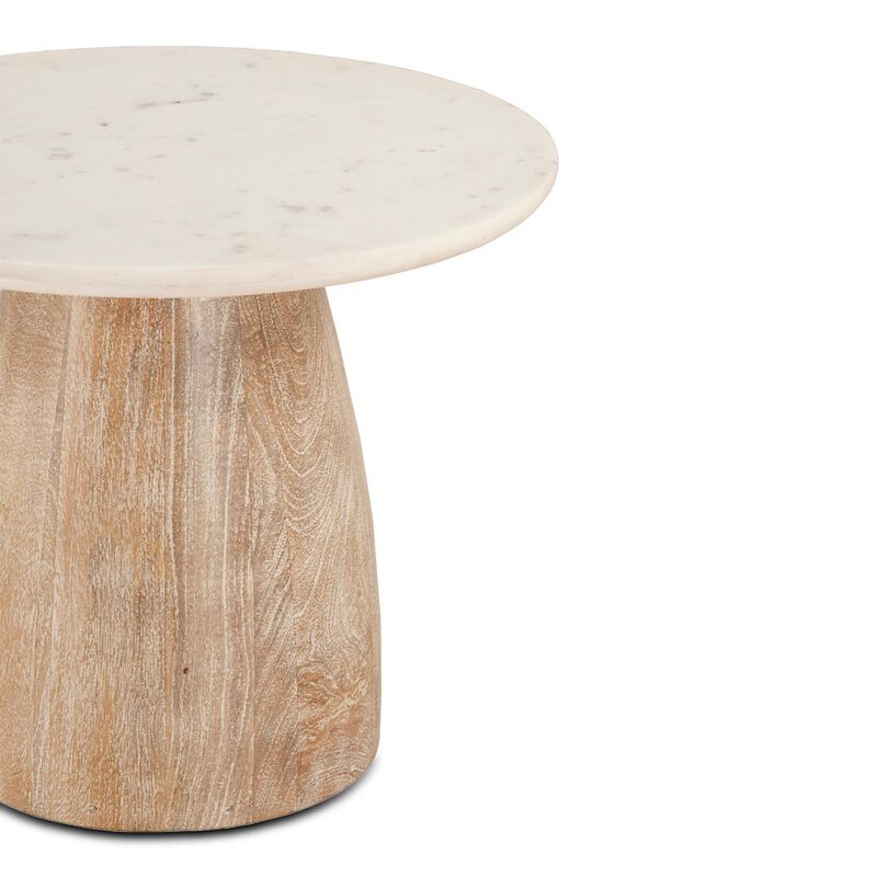 World Interiors Palm Desert Round Side Table 22 White Marble Mod Base image number 2