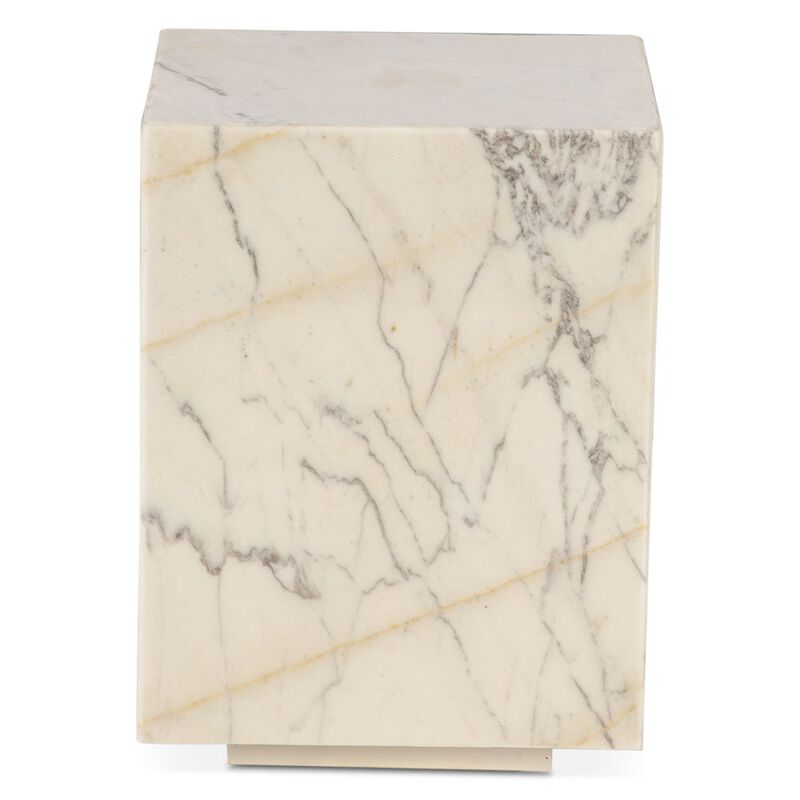 World Interiors Giza 15 Drum Side Table in Alabaster Marble