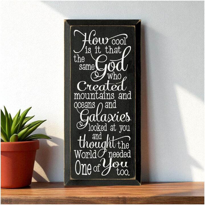 Faith Quote Wood Sign God Created Mountains Oceans and You Rustic Wall Plaque