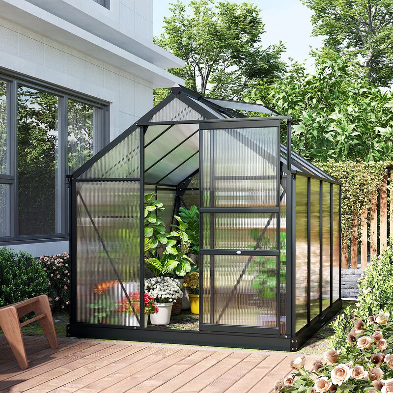 Hivvago 6.2' x 8.3' Walk-in Polycarbonate Greenhouse Kit image number 7