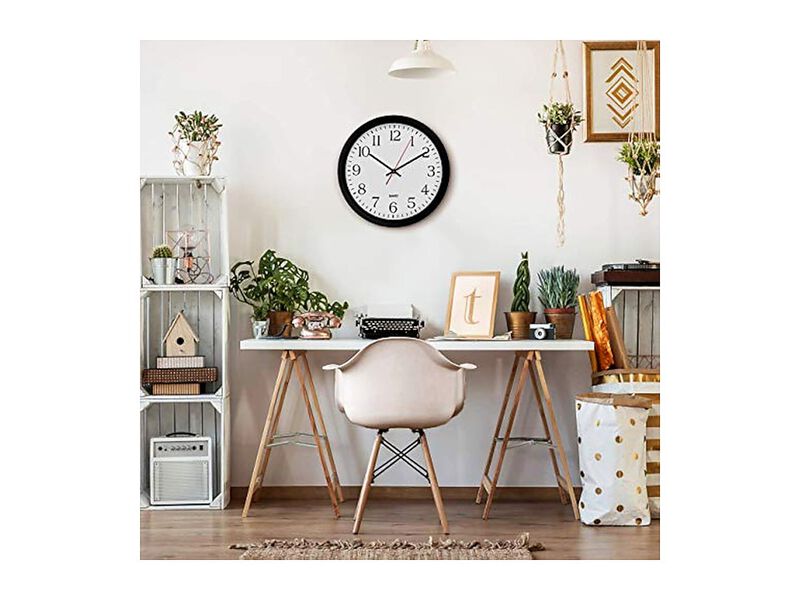 Black Business Wall Clock 16 Inch Silent Non Ticking Easy Read Battery Operated image number 3