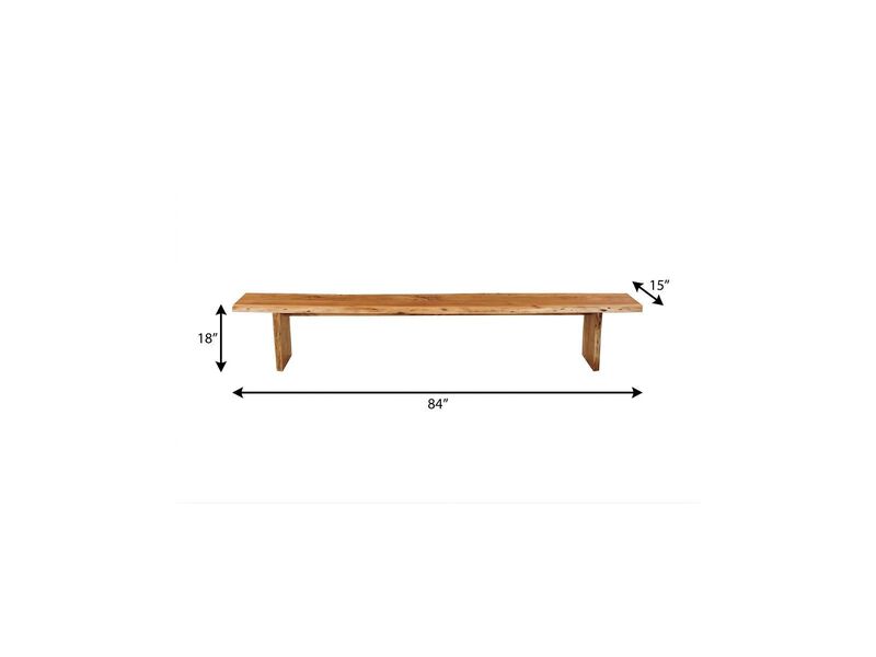 HomeRoots 84" Brown Solid Wood Live Edge Dining Bench image number 4