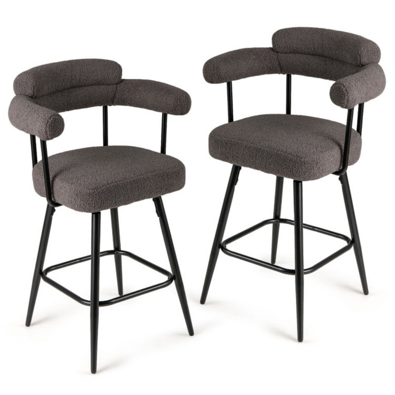Swivel Bar Chairs Set of 2 Counter Height with Curved Back and Armrests image number 0