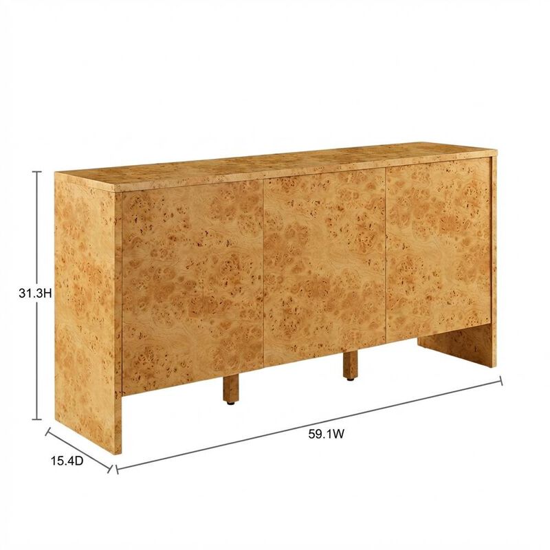 Burl Wood Sideboard with Spacious Storage and Elegant Finish image number 2