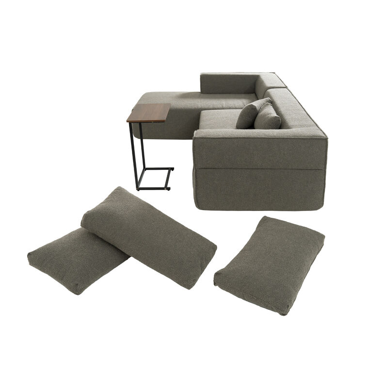 Merax Fully Compressed Modular Sectional Sofa with 1 Side Table