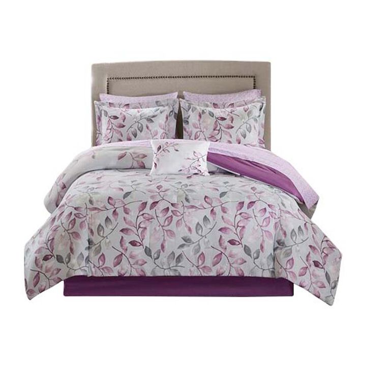 Gracie Mills Amalia 9-Piece Floral Comforter Set with Coordinating Cotton Bed Sheets - Queen
