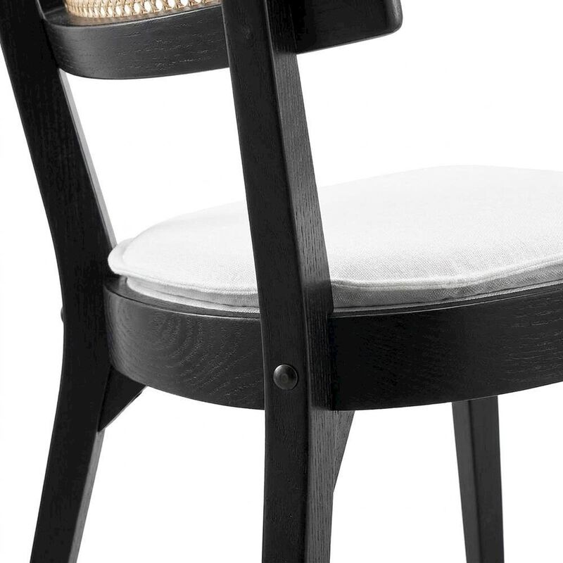 Fabric-Upholstered Wood Dining Chairs, Black White, Set of 2 image number 6