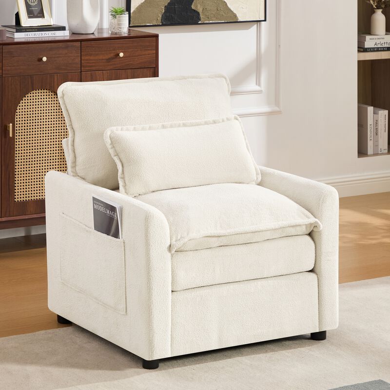 Merax Faux Fur Single Accent Armchair with Double-Layer Cushion image number 1
