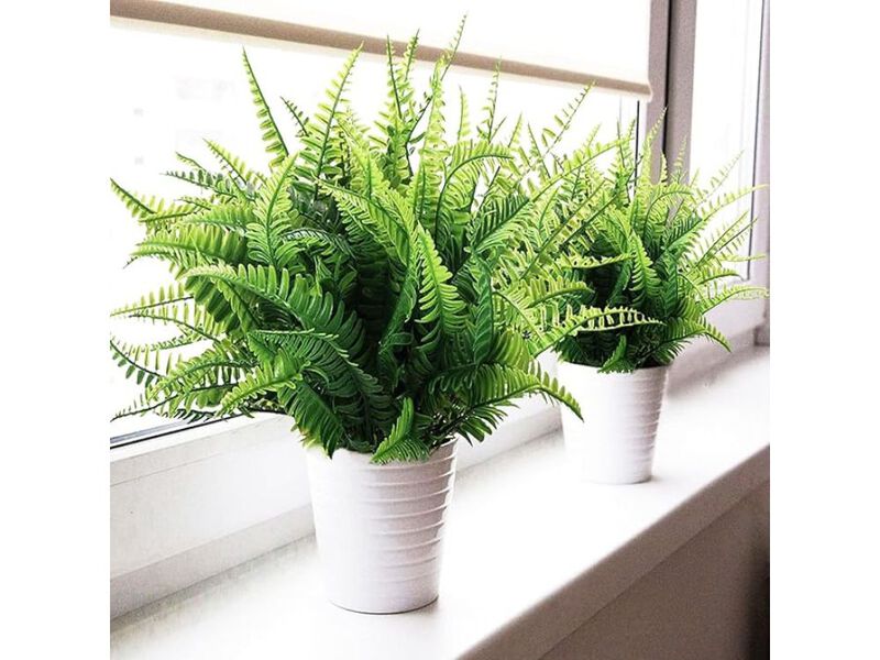 12 Piece Green Artificial Fern Plants UV Resistant Outdoor Home Decor image number 1