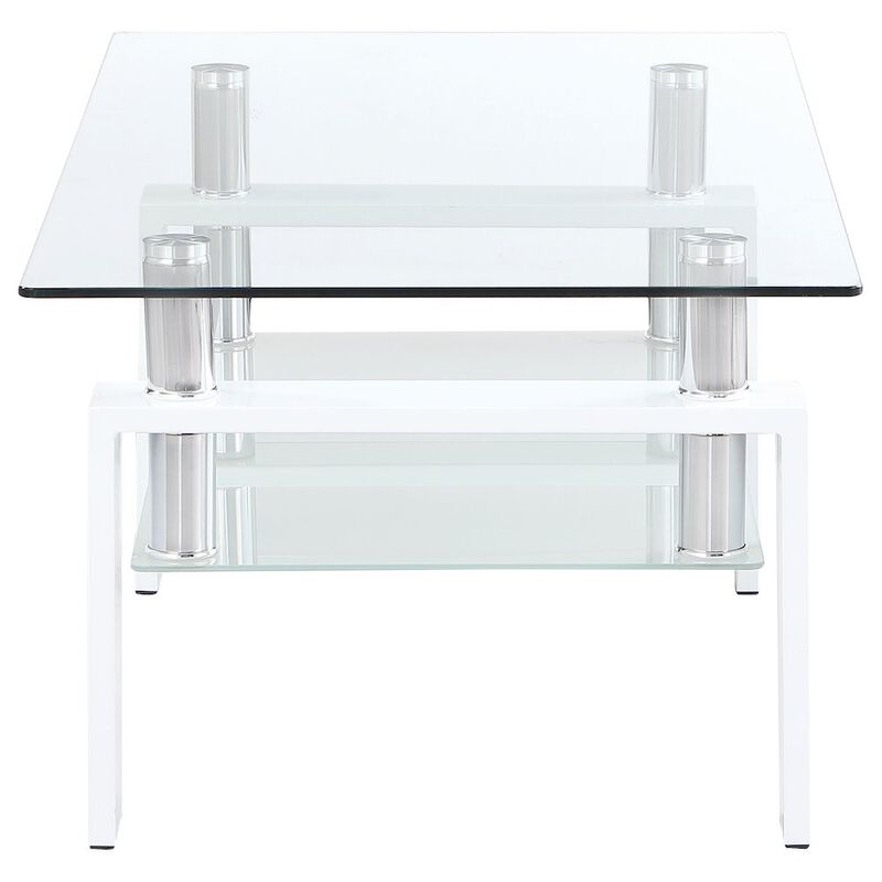 Coaster Dyer 1-shelf Rectangular Glass Top Coffee Table White