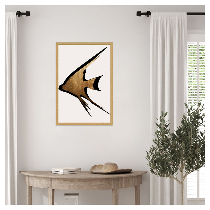 Gold Fish by Eins Kubistika Framed Canvas Wall Art