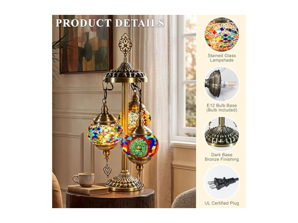 Mosaic Moroccan Table Lamp For Living Room Bedroom