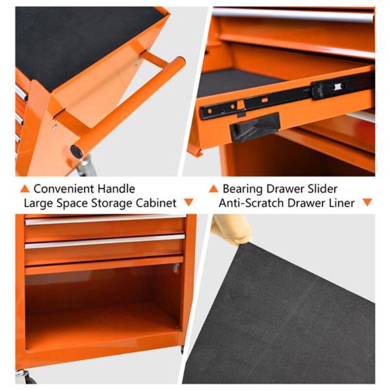 4-Drawer Rolling Tool Cart with Wheels Mobile Storage Organizer for Garage & Workshop