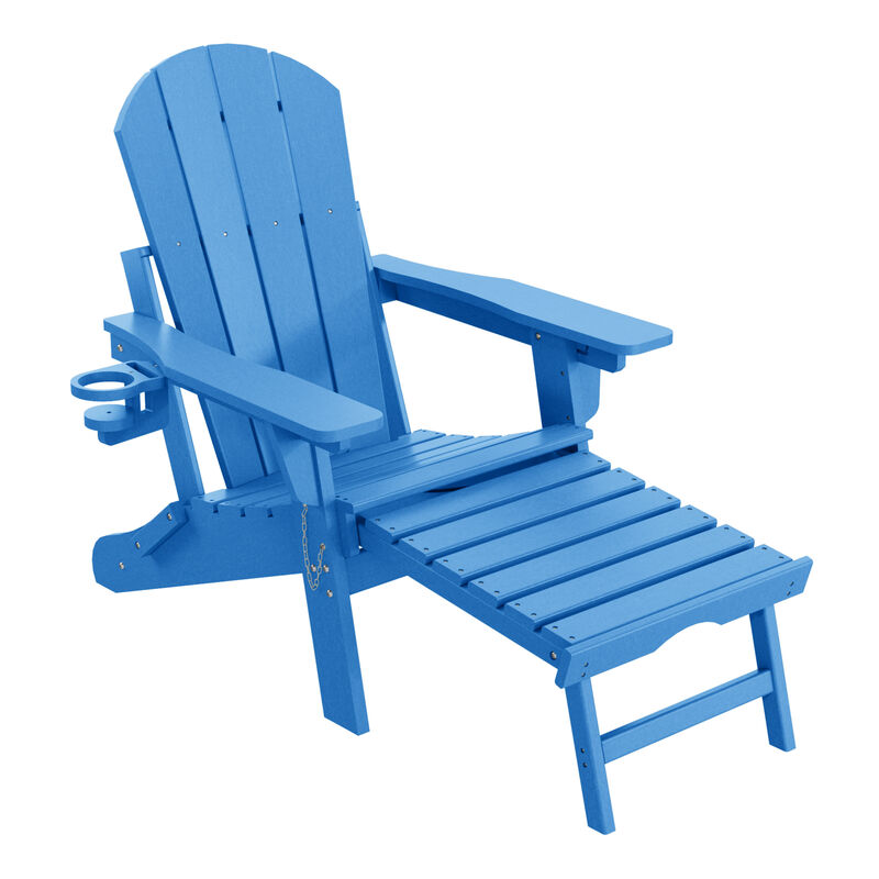 WestinTrends Folding Adjustable Adirondack Chair with Retractable Ottoman and Cup Holder (Set of 2) image number 2