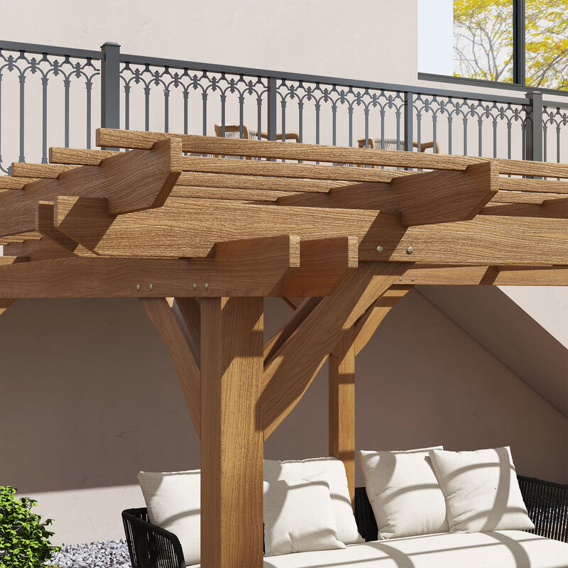 12' x 16' Wooden Pergola Outdoor Gazebo with Stable Structure