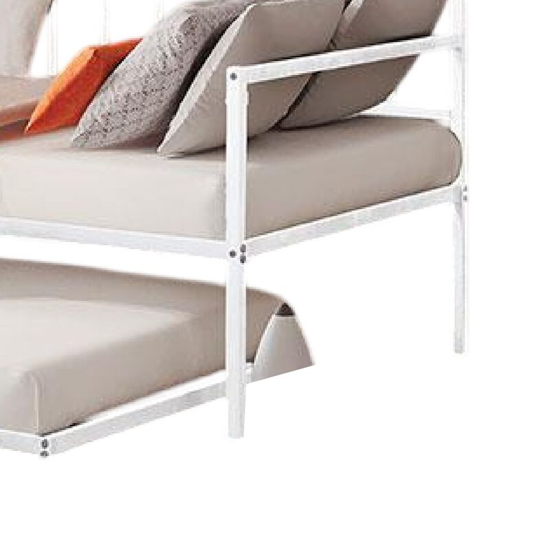 Ham Daybed with Pull Out Trundle, White Slatted Open Metal Frame image number 4