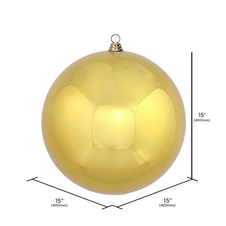 Vickerman 15.75" Gold Shiny Ball Ornament - Shatterproof and UV Resistant Christmas Tree Balls - Exceptional Gold Christmas Ornaments for Holiday Decor