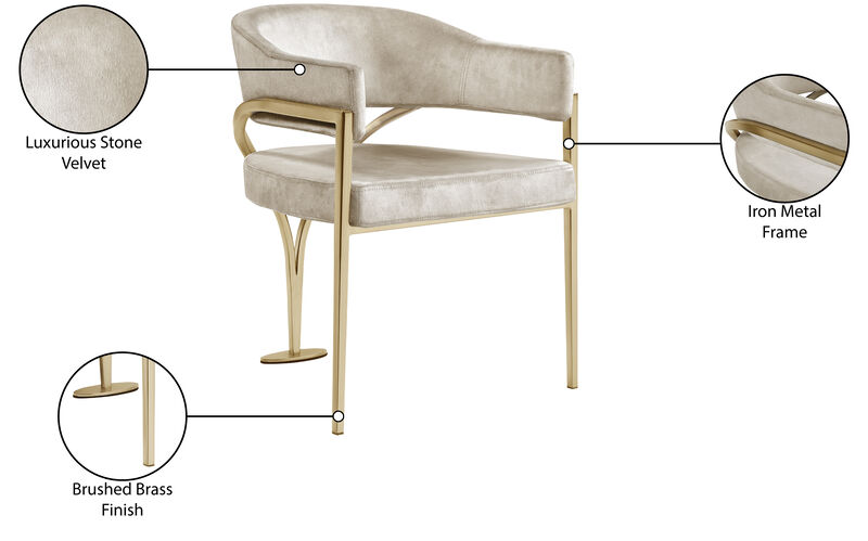 Meridian Furniture Madelyn Stone Velvet Dining Chair, Set of 2