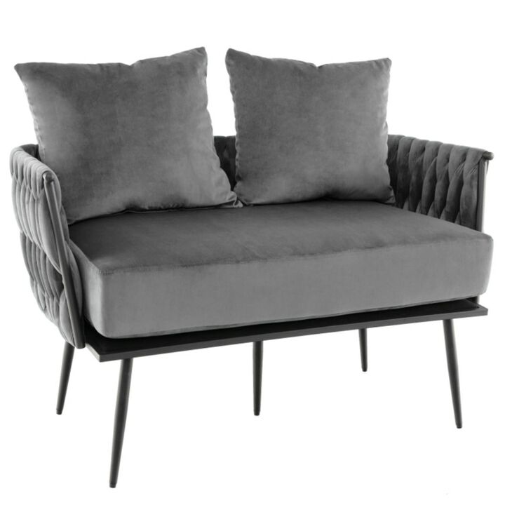 Hivvago Modern Loveseat Sofa Upholstered Dutch Velvet Sofa Couch