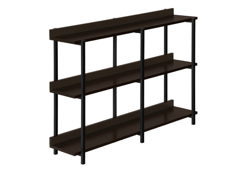HomeRoots 47" Brown and Black Wood and Metal Frame Console Table With Three Shelves image number 4