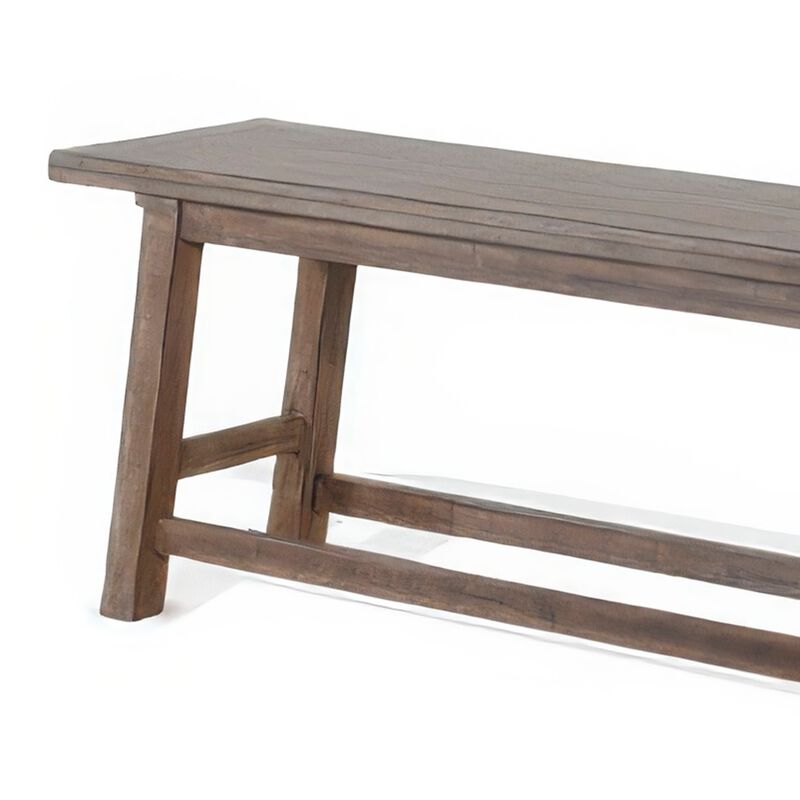 Yael Counter Height Bench, Light Brown Mahogany, Mindi Wood, 60 Inch - Benzara