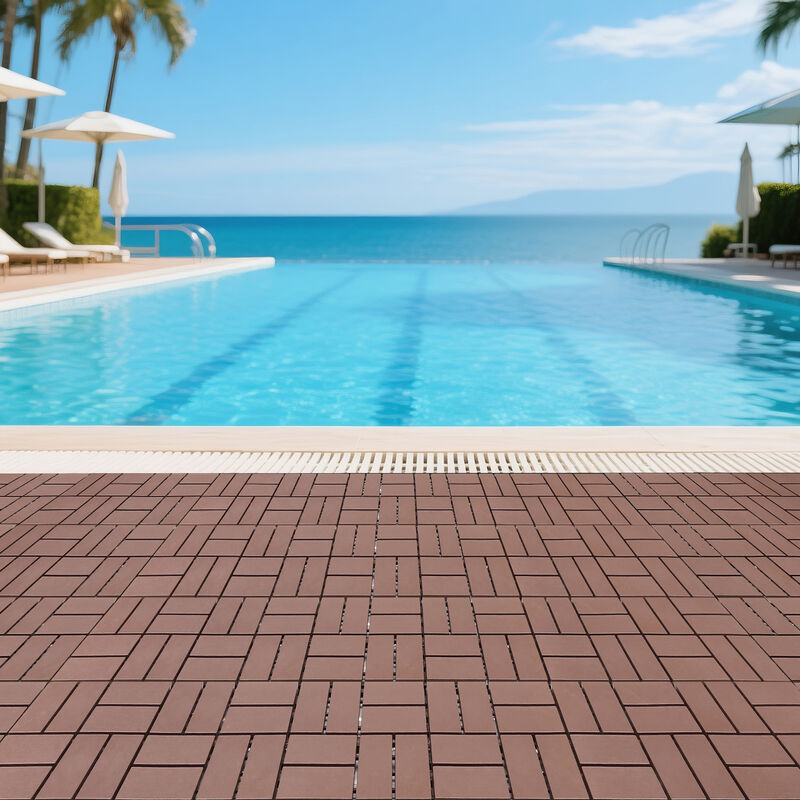 44 Pcs Plastic Interlocking Patio Deck Tiles,Outdoor Flooring, Waterproof for All-Weather Use image number 5
