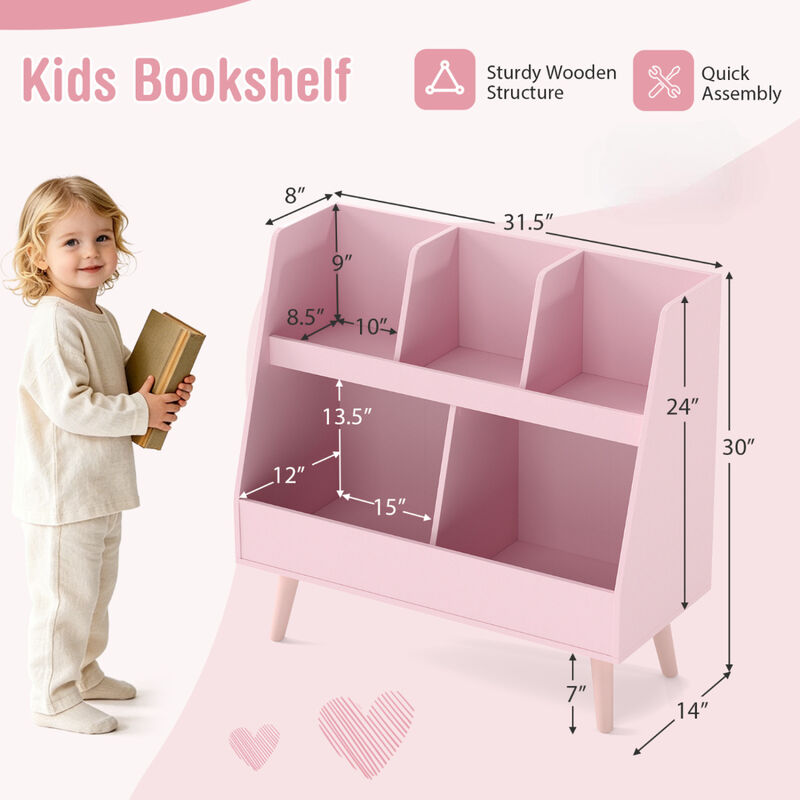 5 Cube Toy Storage Organizer and Kids Bookshelf with Anti Tipping Kits for Bedroom image number 2