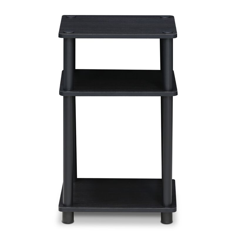 Furinno Just 3-Tier Turn-N-Tube End Table / Side Table / Night Stand / Bedside Table with Plastic Poles, 1-Pack, Americano/Black