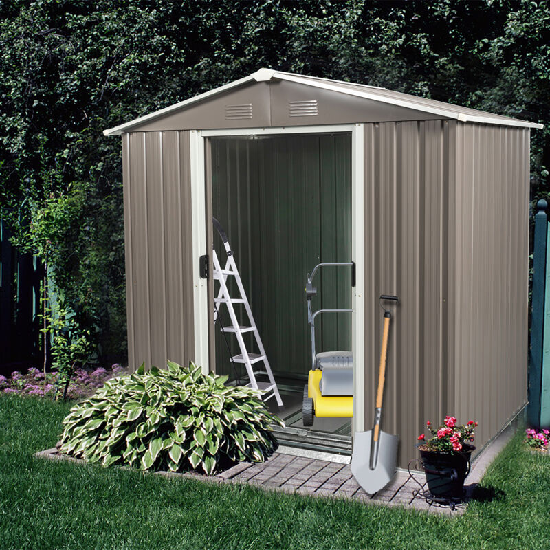 6ft x 5ft Outdoor Metal Storage Shed gray