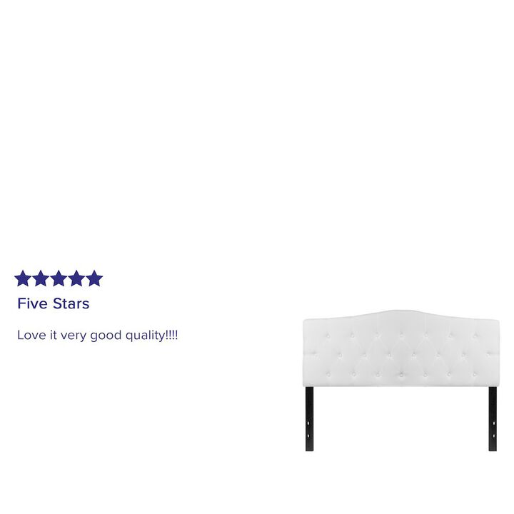 Flash Furniture Tufted Upholstered Queen Size Headboard in White Fabric